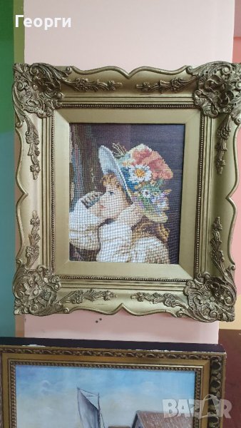 Красива антикварна картина гоблен , снимка 1