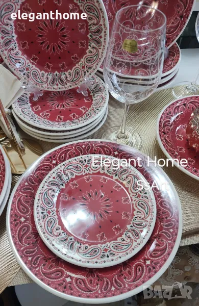 Порцеланов сервиз за хранене - 18 части Сервизът е подходящ за употреба в микровълнова и съдомиялна , снимка 1