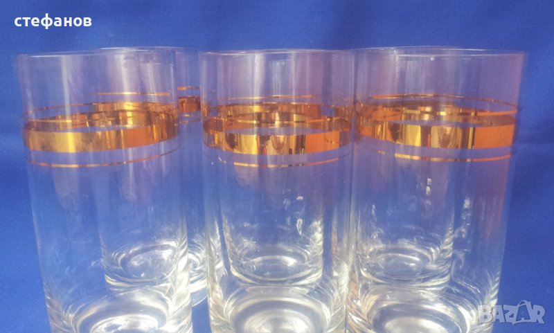 Ретро чаши за безалкохолно, златни кантове, снимка 1