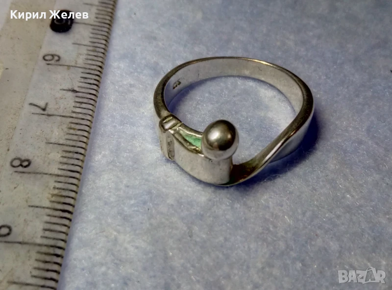 ИНТЕРЕСЕН ФИГУРАЛЕН СРЕБЪРЕН ПРЪСТЕН КОЛАН СРЕБРО 925 с БЯЛА ПОЗЛАТА и ЧАСТИЧНО АРТ ПАТИНИРАНЕ 48654, снимка 1