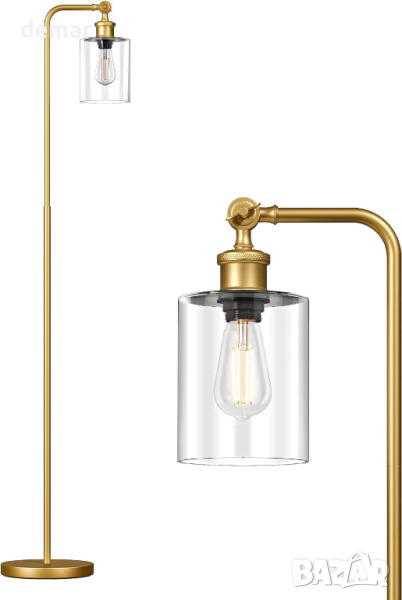 Индустриална подова лампа EDISHINE, 160 см със стъклен абажур, LED,Е27, снимка 1
