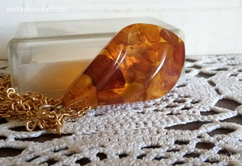 Стар гердан, колие, кехлибар, полирезин, снимка 1