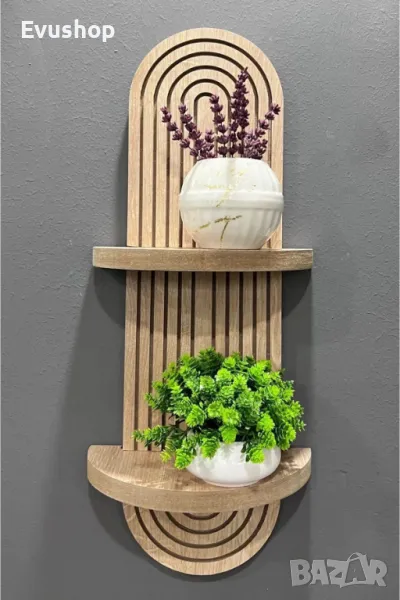 Дъбова Декоративна Стенна Етажерка 54x20 см, снимка 1