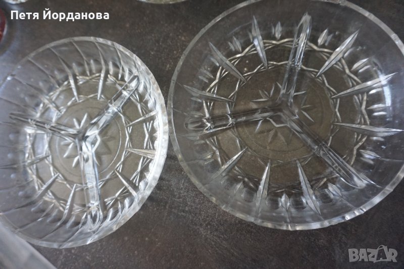 Кристални чинии ретро, тройно разделение, снимка 1