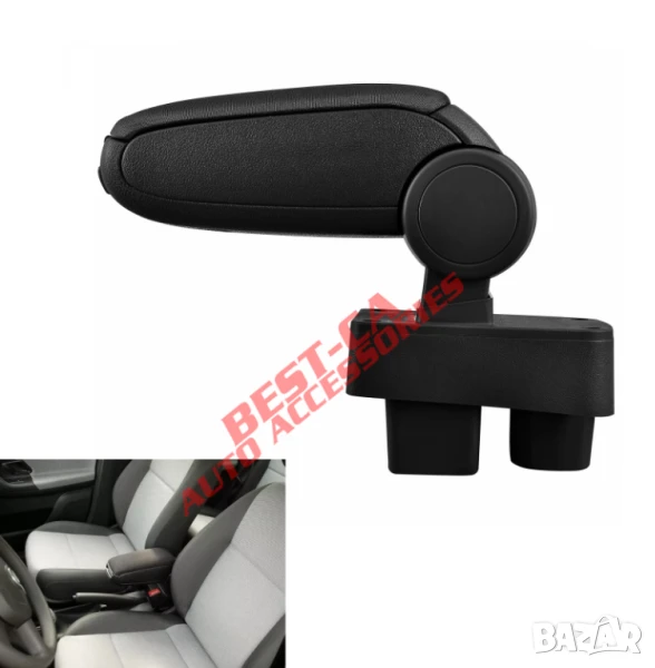 Текстилен черен подлакътник подходящ за Skoda Fabia Mk2 и Skoda Roomster, снимка 1