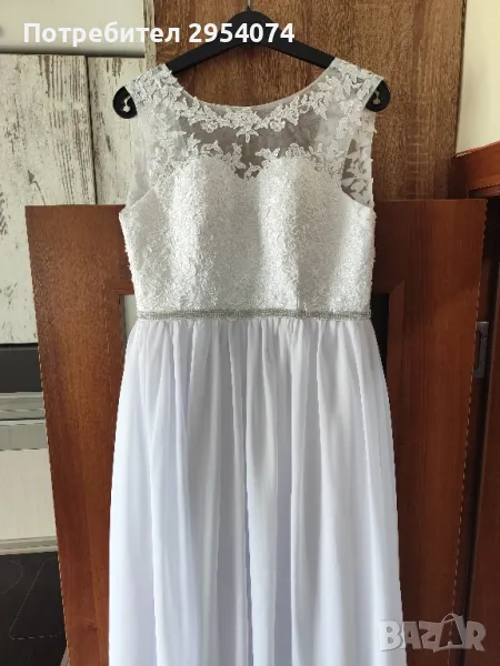 дълга бяла булчинска рокля мл, снимка 1