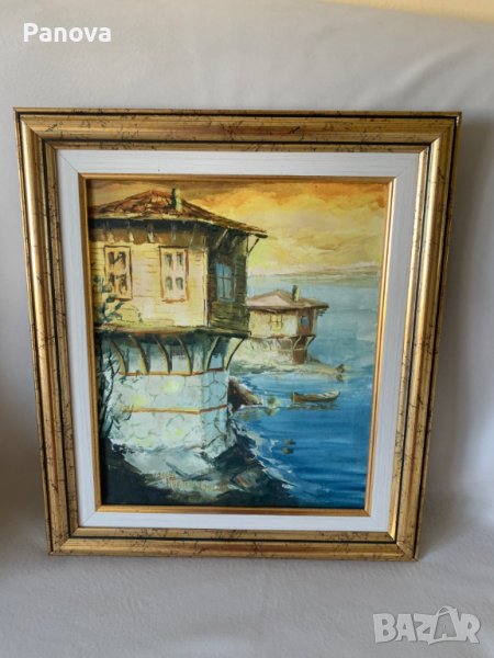 Продавам прекрасна картина  с маслени бои и гоблен менче с цветя , снимка 1