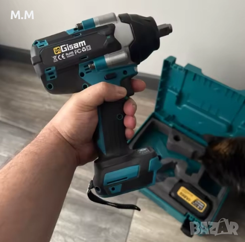 Gisam Безчетков ударен гайковерт 1/2 инчов 1800N.M 18V две батерии, снимка 9 - Винтоверти - 52668810