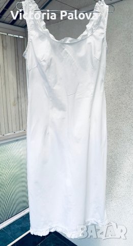 Бяла рокля BENETTON, памук, снимка 3 - Рокли - 41616341