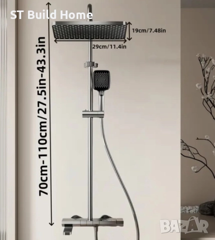 Луксозна Душова Система „Пиано Клавиш“ с LED Амбиентна Лента и Дигитален Термометър, снимка 6 - Душове - 51487547