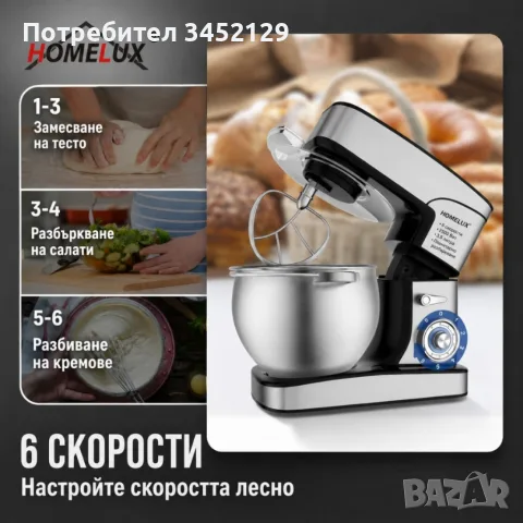 Планетарен миксер 12L 2500W, снимка 4 - Кухненски роботи - 55954457