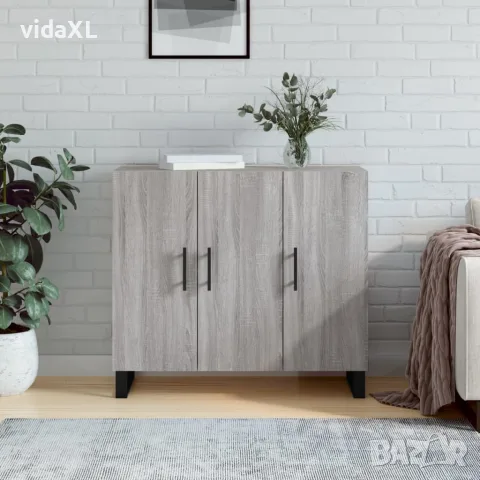 vidaXL Сайдборд, Сив сонома, 90x34x80 см, инженерно дърво, снимка 2 - Бюфети - 56147927
