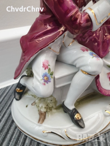 Lippelsdorf GDR Grafenthal статуетка 18см/ГДР Графентал стара немска порцеланова фигура/музиканти, снимка 8 - Статуетки - 51530585