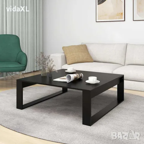 vidaXL Маса за кафе, черна, 100x100x35 см, инженерно дърво, снимка 3 - Маси - 56147837