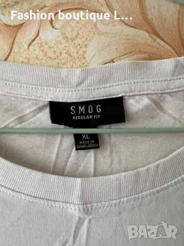 Бяла тениска XL размер 100% памук марка SMOG 🤍, снимка 3 - Тениски - 44766635
