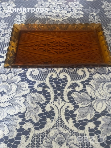 Стъклена фруктиера, купички за ядки от цветно стъкло, поднос /плато/ за сервиране, снимка 9 - Аксесоари за кухня - 41163224