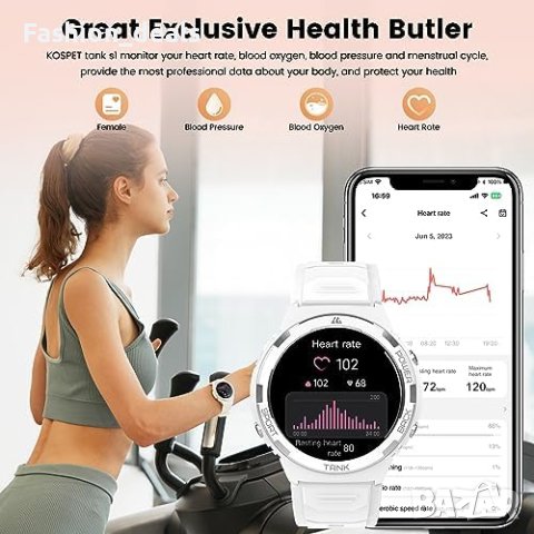 Нов KOSPET Умен Часовник  Жени AMOLED, 70 Спортни Режима Подарък, снимка 2 - Смарт гривни - 42697107