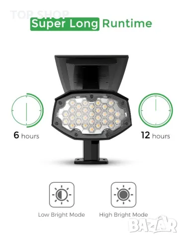 Мощни соларни лампи - комплект от 2 бр LITOM 30 LED, снимка 6 - Соларни лампи - 48477833