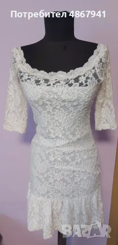 GINA TRICOT Рокля S / XS-M - Бяла Дантела - Официална