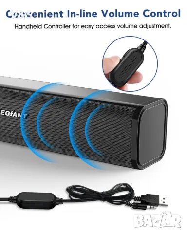  Компютърен високоговорител 6W Стерео мини компютър Саундбар Захранван от USB 3,5 мм аудио, снимка 3 - Тонколони - 47960457