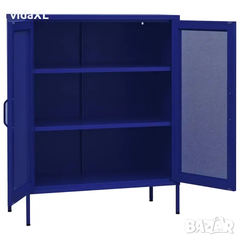 vidaXL Шкаф за съхранение, нейви син, 80х35х101,5 см, стомана, снимка 4 - Шкафове - 56147076