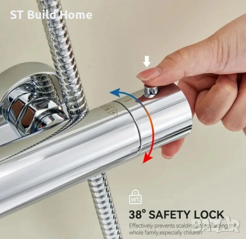 💥Термостатичен ,(Инокс)душ комплект с вградена защита от изгаряне. Елегантен и издръжлив!💥, снимка 6 - Душове - 52298259