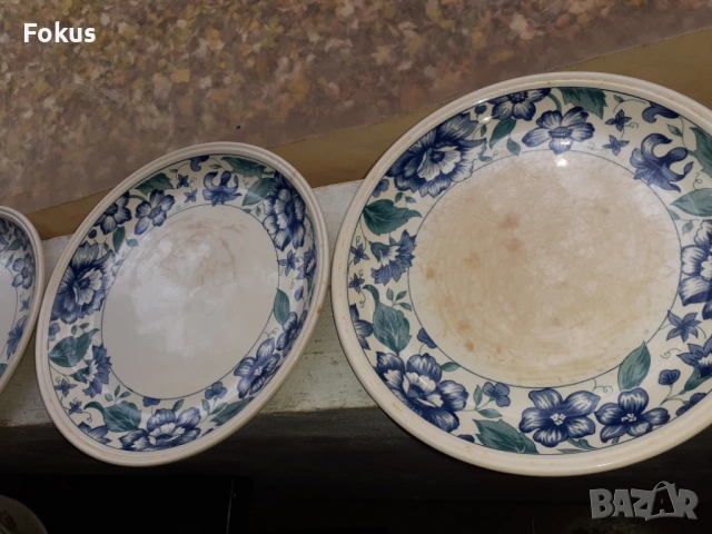 Лот от три порцеланови чинии Staffordshire England порцелан, снимка 5 - Антикварни и старинни предмети - 53449142