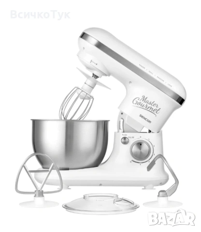 ✨Планетарен миксер SENCOR STM 3620WH-EUE3, 600W, 4 литрова купа, 6 скорости, Бял 