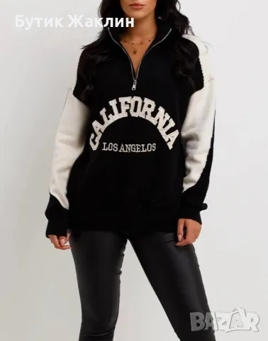 Дамски пуловер с поло  яка, снимка 1