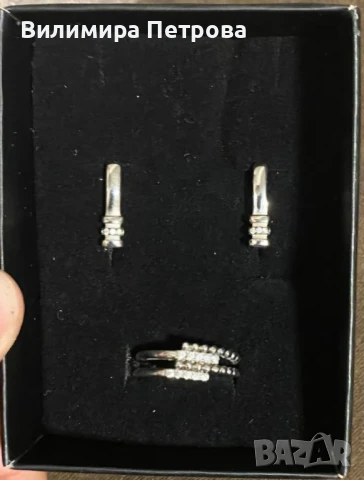 сребърни обеци и сребърен пръстен , снимка 2 - Бижутерийни комплекти - 50650754