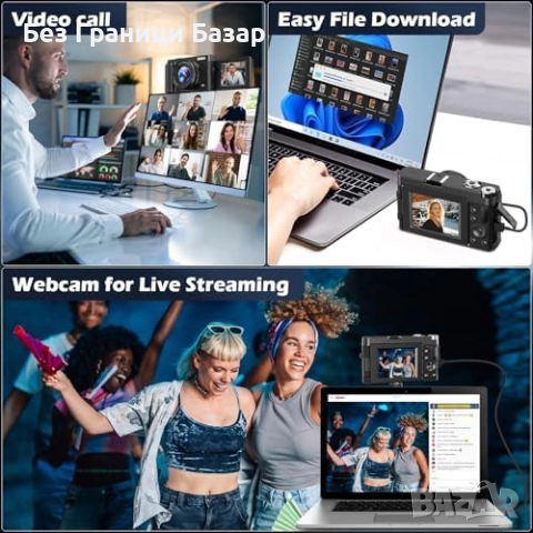 Нова компактна Влог камера 4K 48MP с въртящ екран и зарядна станция, снимка 5 - Камери - 52470288