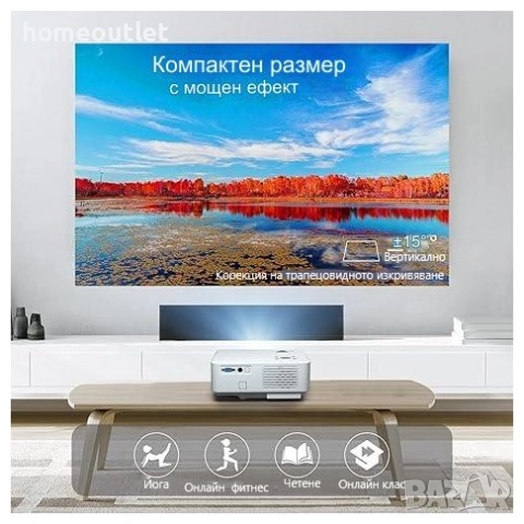 Безжичен мултимедиен проектор – GIAOMAR C9 – 1080P Full HD, 4K, 5.1 Bluetooth, 12000 лумена, снимка 4 - Blu-Ray филми - 51847415