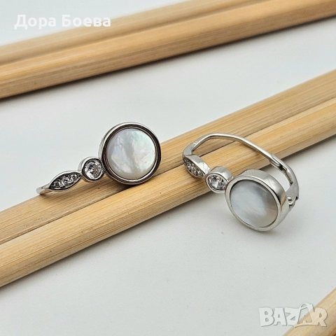 Сребърни обеци: "Мелия", снимка 3 - Обеци - 52323493