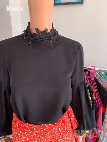 Черна блуза риза Zara , снимка 8 - Блузи с дълъг ръкав и пуловери - 40818802