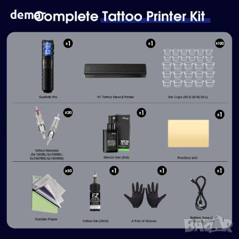 Комплект за татуировки - Машина за шаблонно печатане 6 хода 2,5-4,8 мм, снимка 4 - Други - 52963059