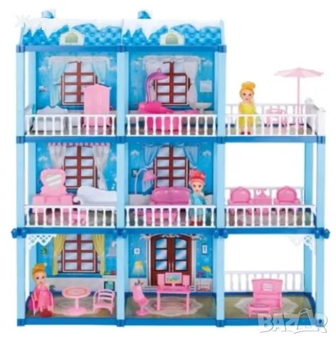 ДЕТСКА КЪЩА/ВИЛА ЗА КУКЛИ ТРИ ЕТАЖА С МЕБЕЛИ 140396, снимка 6 - Кукли - 47685251