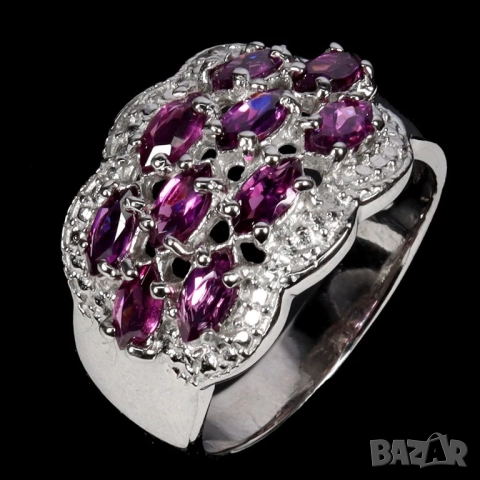 925 сребърени пръстени с родолит гранат, огнен опал, сапфир, танзанит смарагд , снимка 2 - Пръстени - 51755813