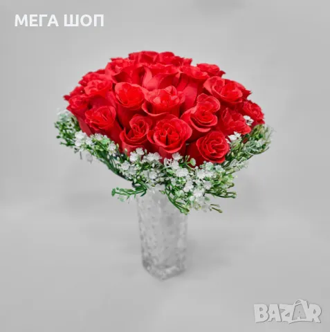 Елегантен букет от изкуствени рози, снимка 4 - Изкуствени цветя - 50346321