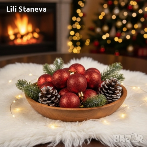 Комплект коледни топки 2 см – сребърни (8 бр.) и червени (16 бр.). , снимка 5 - Декорация за дома - 52863850