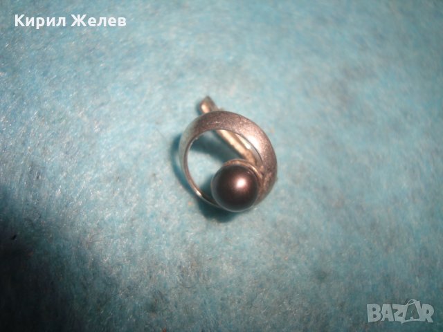 СТАРА ПЕРЛЕНА СРЕБЪРНА АРТ ДЕКО АНГЛИЙСКА ОБЕЦА ОКСИДИРАНО СРЕБРО 925 с НАТУРАЛНА ЧЕРНА ПЕРЛА 25720, снимка 6 - Обеци - 35817405