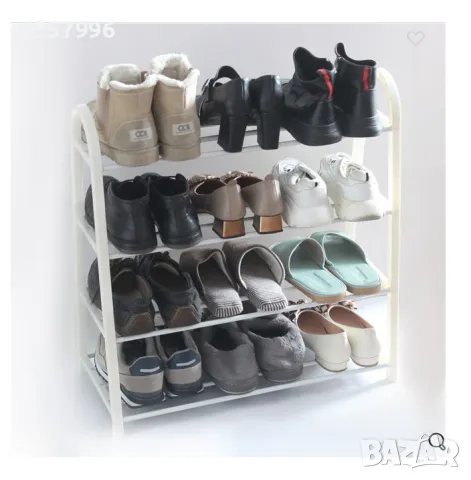 Етажерка за обувки, Органайзер, 4 рафта, Бял , снимка 5 - Етажерки - 48876172