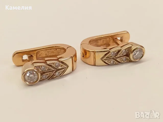 Руско злато. Обеци с брилианти , снимка 8 - Обеци - 56029460
