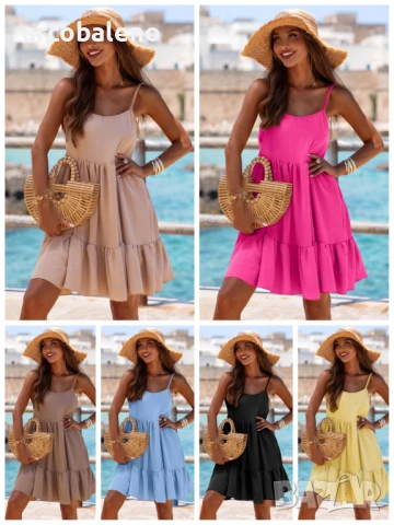 Разкроена дамска рокля Cimella с презрамки, 6цвята 