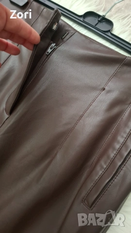 Кафяв кожен панталон размер 38 (М размер), снимка 6 - Панталони - 53444589