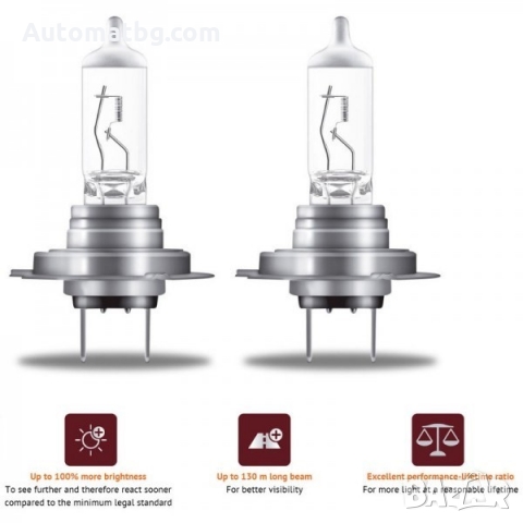 Комплект крушки Automat, Халогенни крушки, 12V H7, 55W, PX26d, 2бр, снимка 4 - Аксесоари и консумативи - 36082663