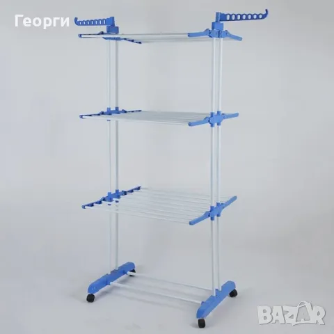 Сгъваем сушилник за дрехи на колелца, снимка 3 - Други стоки за дома - 49365097