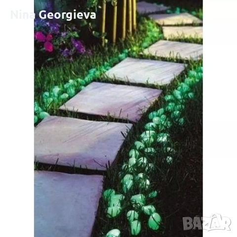 Светещи, декоративни, цветни градински камъни 100 бр., снимка 3 - Градински мебели, декорация  - 53640005