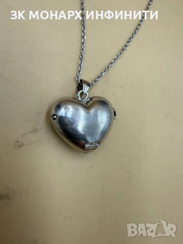 Сребърен ланец със сребърна висулка сърце /925/, снимка 3 - Колиета, медальони, синджири - 52298782