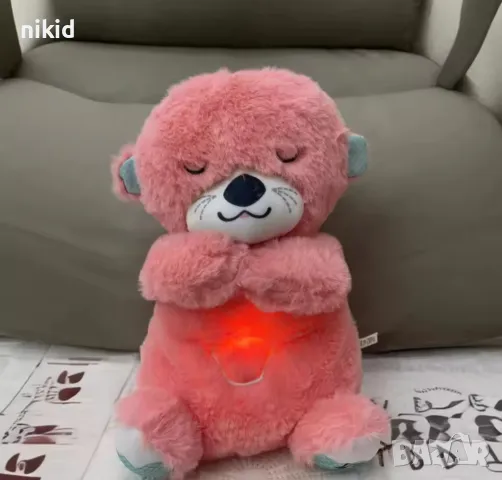 Интерактивна Детска играчка Плюшена дишаща видра тип Fisher Price СПЯЩА ЗВУК СВЕТЛИНИ звуци бебешка, снимка 8 - Музикални играчки - 42951322