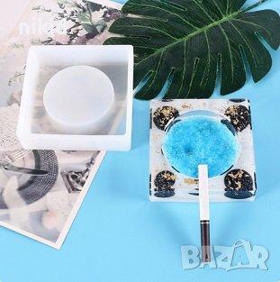 Квадрат квадратен пепелник силиконов молд форма калъп за направа подложка чаша и др гипс смола